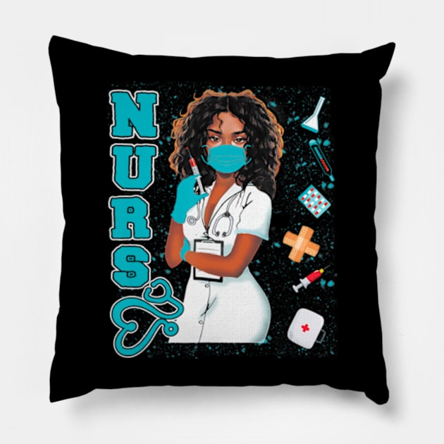 Black Nurse Uniform Face Mask Afro African Black History Pillow by marchizano