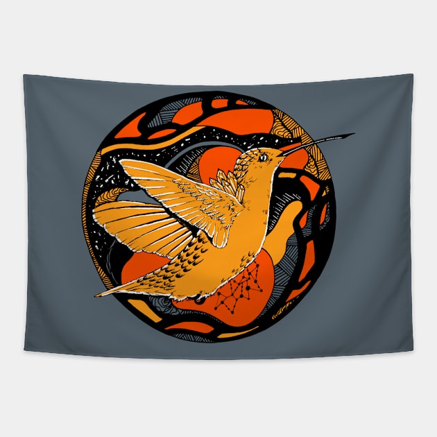 Orangrey Circle of The Hummingbird Tapestry by kenallouis