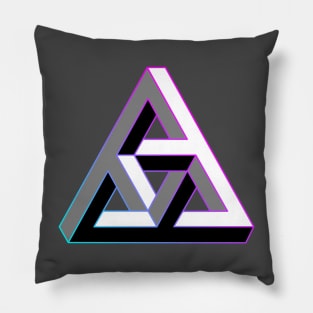 Even more impossible triangle with cyan to magenta gradient edge Pillow