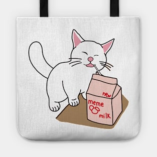 Funny Cat Drinking Milk Tote