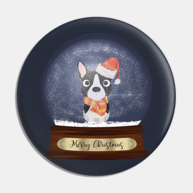 Boston Terrier Christmas Gift T-Shirt Pin by DoggyStyles