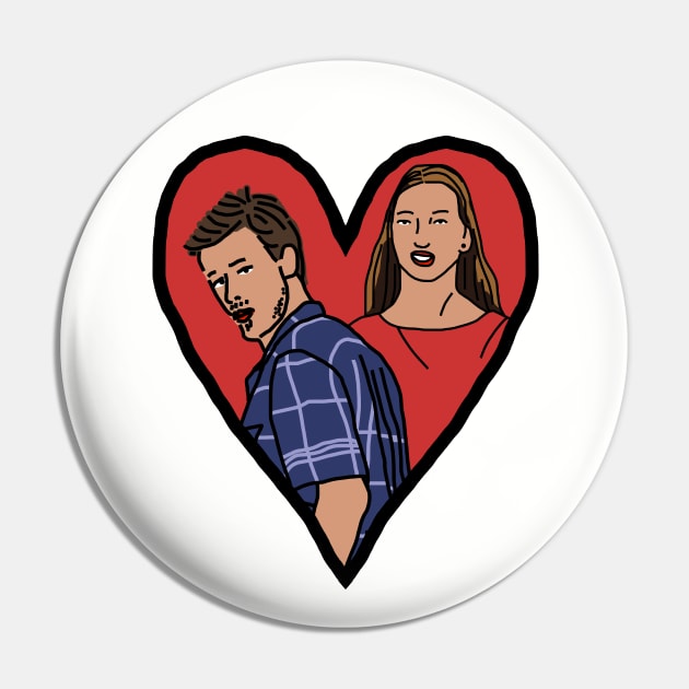 Distracted Boyfriend Meme Couple in Heart Valentines Day Pin by ellenhenryart