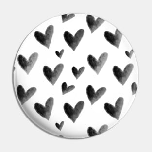 Black and White Hearts Pattern Pin