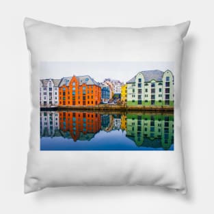 Alesund waterfront, Norway Pillow