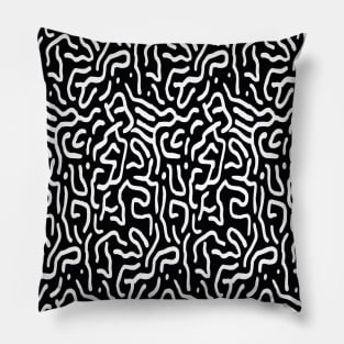 Black And White Doodle Line Pattern Pillow