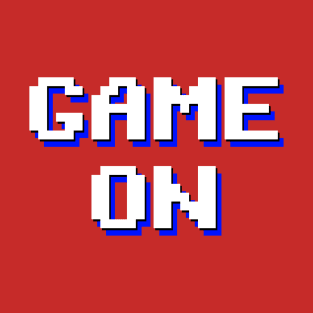 Pixelated Game On in red background T-Shirt