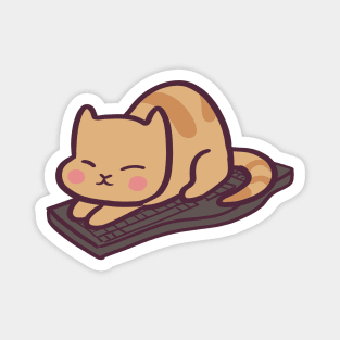 Adorable cartoon cat sitting on keyboard Magnet