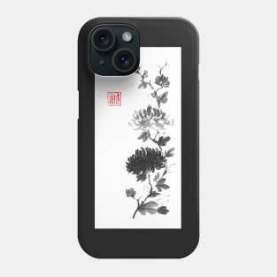 Flower scroll of light and shadow sumi-e painting Phone Case