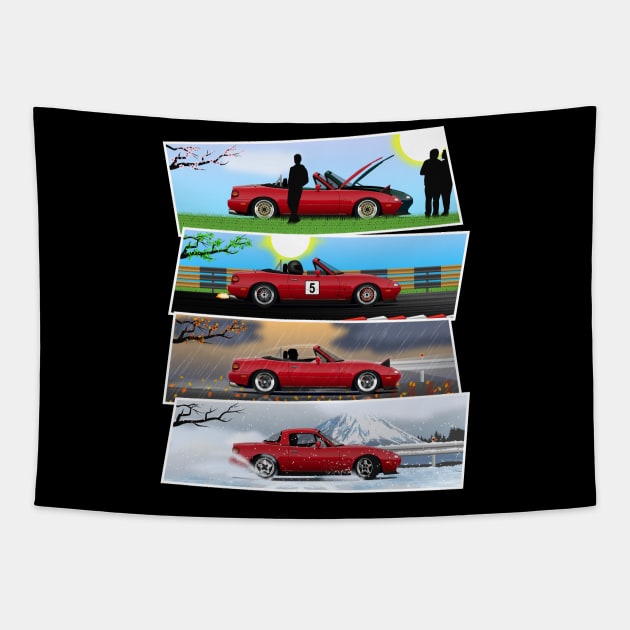 Miata All Season (No Text) Tapestry by AutomotiveArt