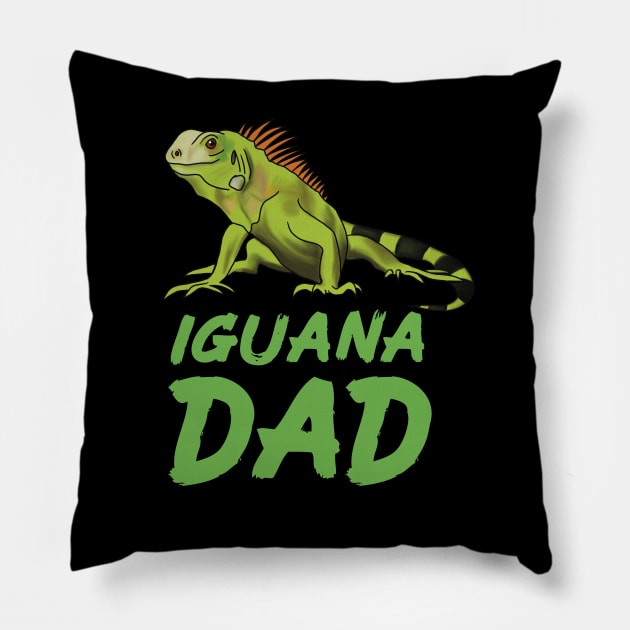 Iguana Dad for Iguana Lovers, Green Pillow by Mochi Merch