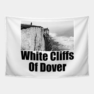 White Cliffs of Dover Black and White Photography Travel Landscape (black text) Tapestry