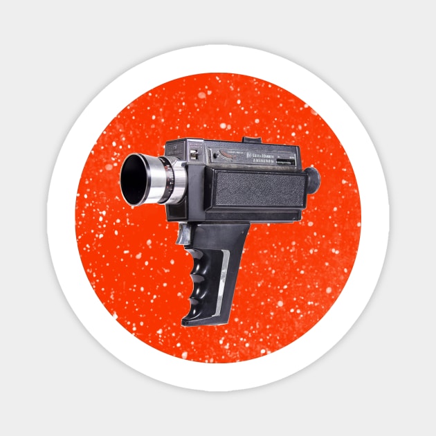 Vintage Cinecam orange background Magnet by 8mmattire