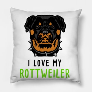 I Love My Rottweiler Face Pillow