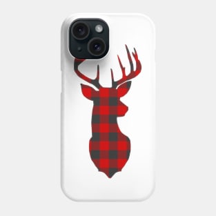 Christmas Deer Head Red Buffalo Plaid Phone Case