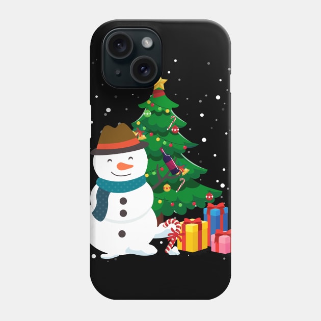 Funny Snowman Drinking Wine Christmas Tree Phone Case by maximel19722