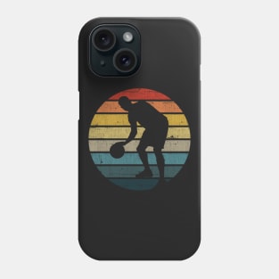 Basketball Player Silhouette On A Distressed Retro Sunset print Phone Case