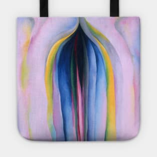 High Resolution Grey Lines With Black Blue and Yellow by Georgia O'Keeffe Tote