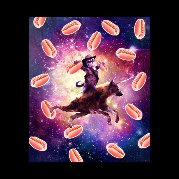 Cowboy Space Cat On Hyena Unicorn - Hot Dog by Random Galaxy