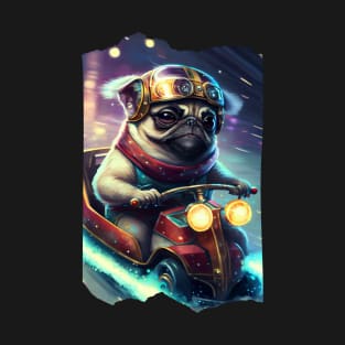 Cyberpunk Pug Super Kart Racing T-Shirt