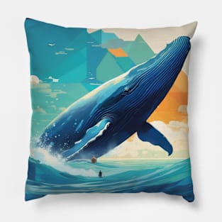 Geometric whale art Pillow