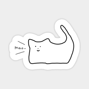 This is Neko Simple Minimal Cat Funny Meme Black and White Art Magnet