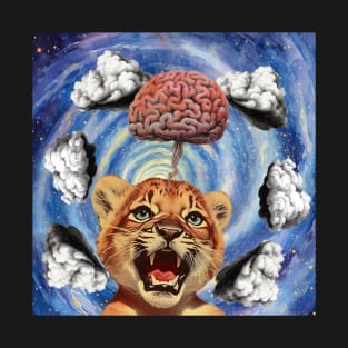 Surreal Lion Cub Space Collage T-Shirt