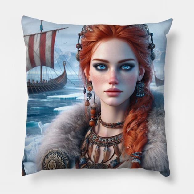 The viking woman Pillow by Belle Abreu