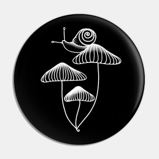 Snail Sitting On Mushrooms Pin