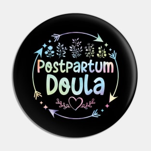 Postpartum Doula cute floral watercolor Pin