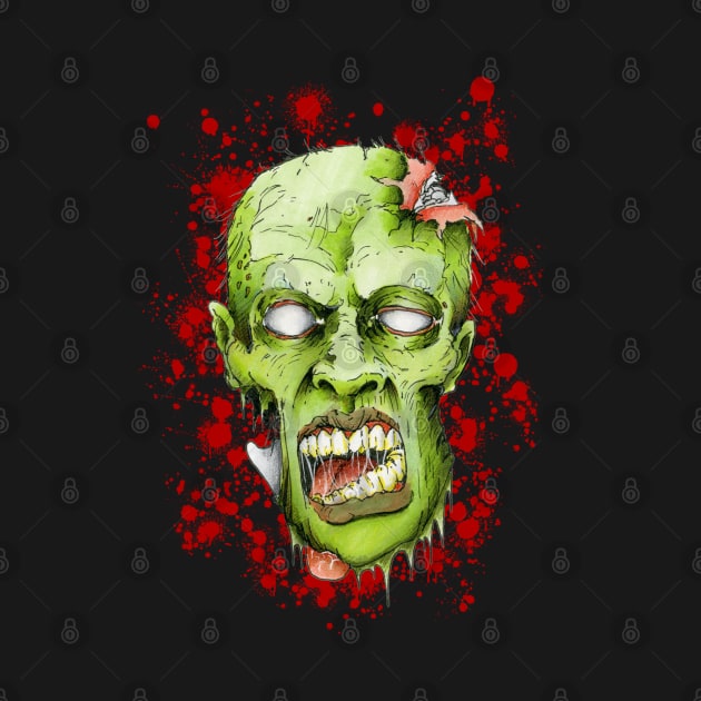 Zombie - Dislocated Jaw with Splatter by Undead Souls Art and Design