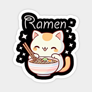 Cute kawaii cat and ramen design Magnet