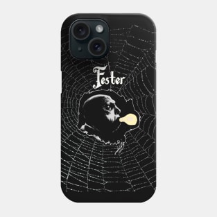 Uncle Fester - Light Bulb With Spider Web Background. Phone Case