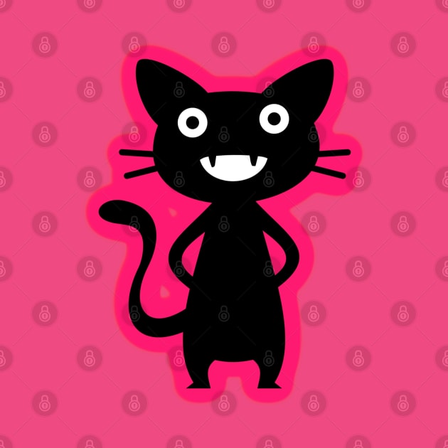 Pink and Black Cute Cartoon Cat Monster by DesignsbyZazz