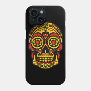 Heart of Tradition: Traditional Red and Gold Sugar Skull Art with Forehead Heart Phone Case