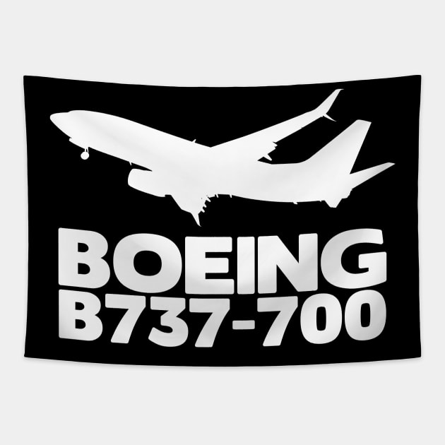 Boeing B737-700 Silhouette Print (White) Tapestry by TheArtofFlying