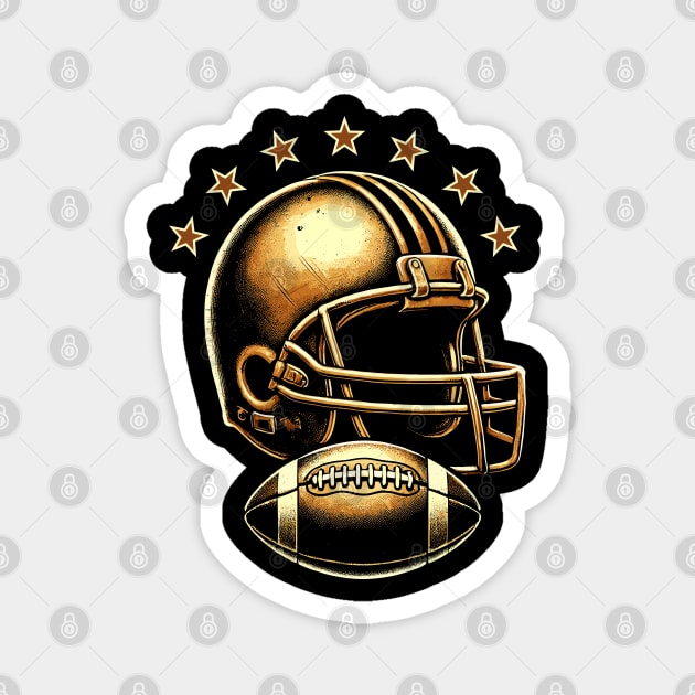 Retro Golden Football Helmet Magnet by JessArty