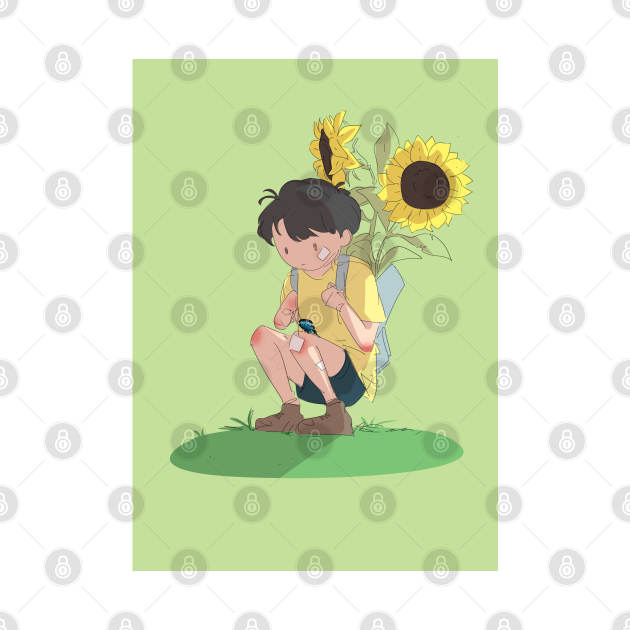 boy and sunflowers by aesthetic shop