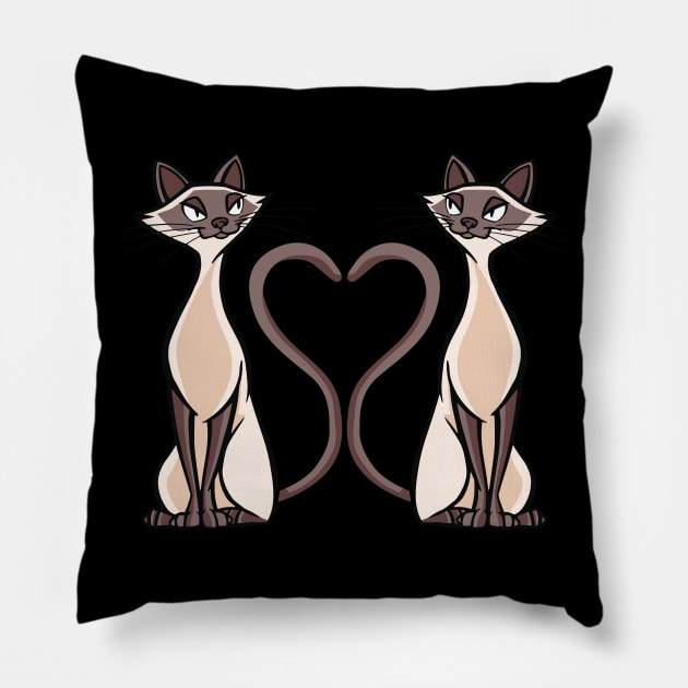 Love Siamese Cat Heart Kitten Cat Pillow by Ramadangonim