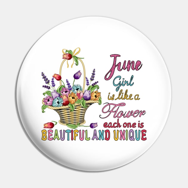 June Girl - Flower Basket Pin by Designoholic