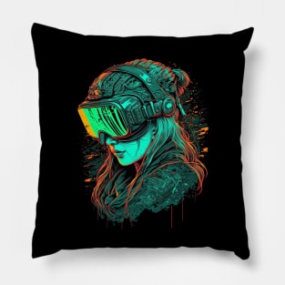 Cyberpunk VR Girl Pillow