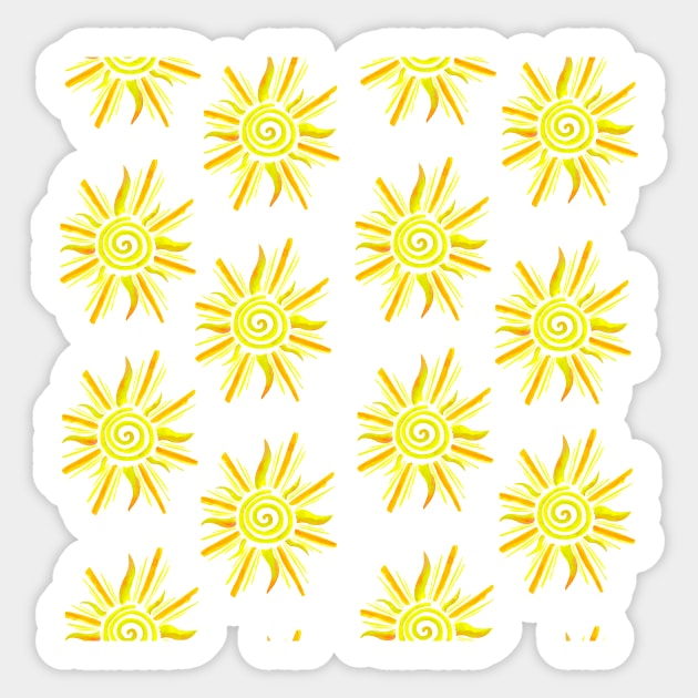 Watercolor Sunshine Pattern - Yellow & Orange - Sun - Sticker | TeePublic