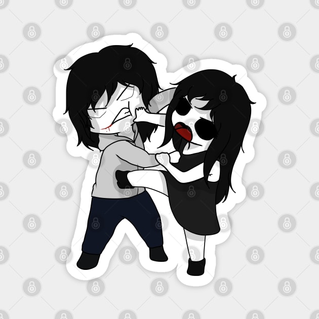 creepypasta jeff vs jane chibi Magnet by LillyTheChibi