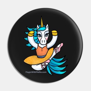 Teal + Orange Dancer Unicorn - Original Illustration Pin
