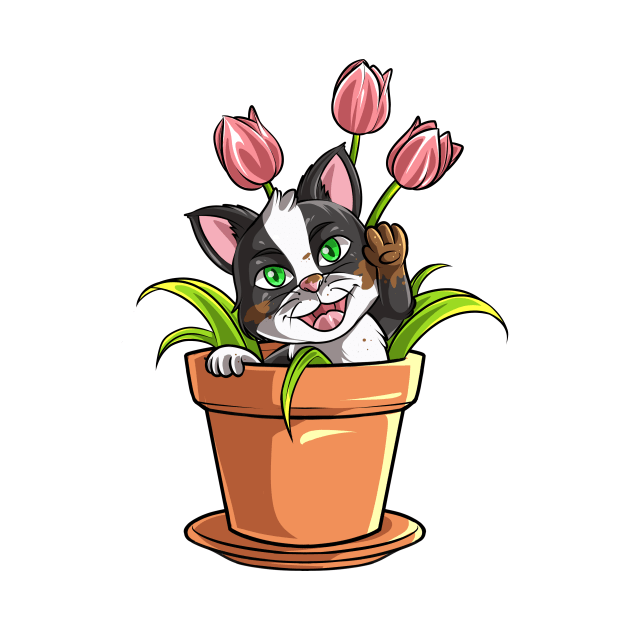 Purr-fectly Potted: Cute Cartoon Kitty in a Pot by Alterllustration