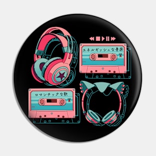 The Mixtapes and Headphones (for dark background) T-Shirt Pin