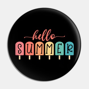 Hello Summer Vacation Ice Cream Popsicle Ice Pin