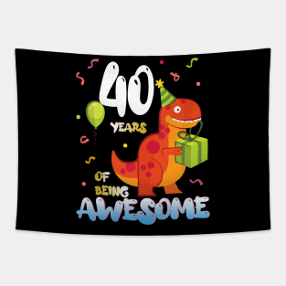 40th Birthday Dinosaur Dino Lover Themed 40 Year Tapestry