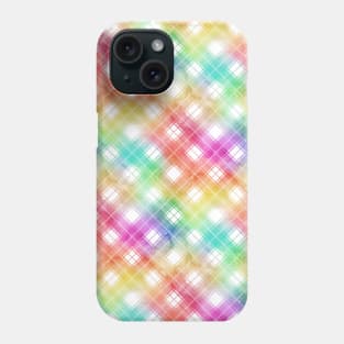 Bright Rainbow Watercolor Diagonal Tartan Plaid Check Phone Case