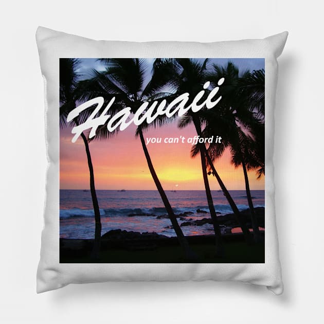 Hawaii - You Can't Afford It: Funny Parody of Vacation Souvenir Pillow by Naves