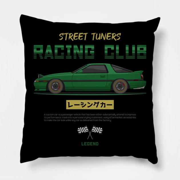 Midnight Racer Green MK3 A70 JDM Pillow by GoldenTuners